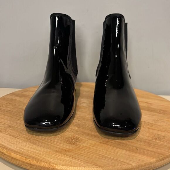 Frances Valentine Molly Patent Leather Square Toe Chelsea Boots Black Size 5.5 - - Picture 5 of 8